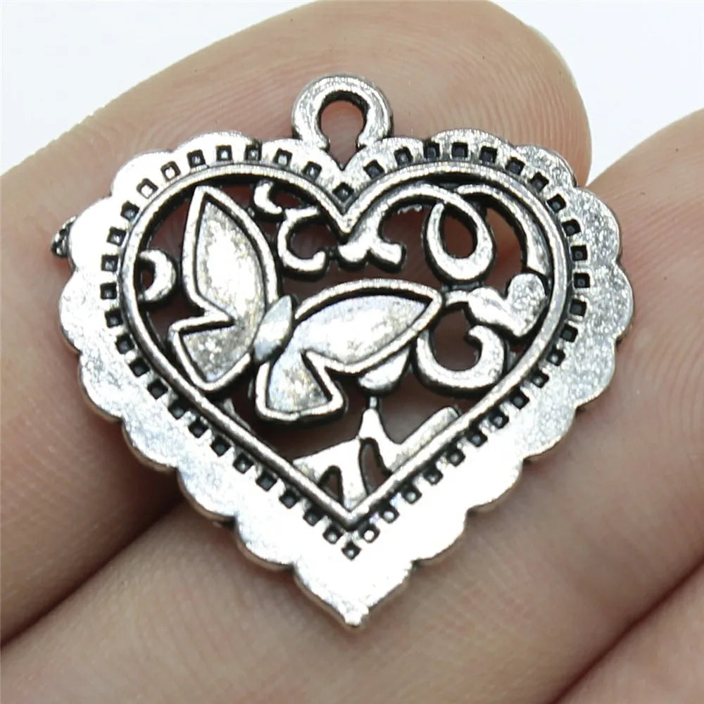 10 Antique Silver Butterfly Charms | Butterfly Pendants for DIY Jewelry Making | Bracelet, Necklace & Earring Supplies