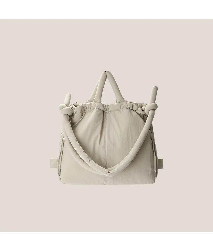 Vintage Puffer Tote Bag – Large Capacity Nylon Shoulder & Crossbody Handbag