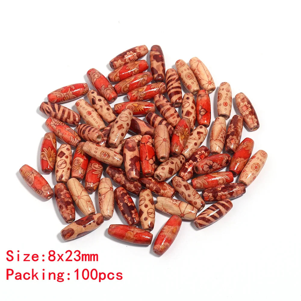 Assorted decorative beads on a white background with size and quantity information.