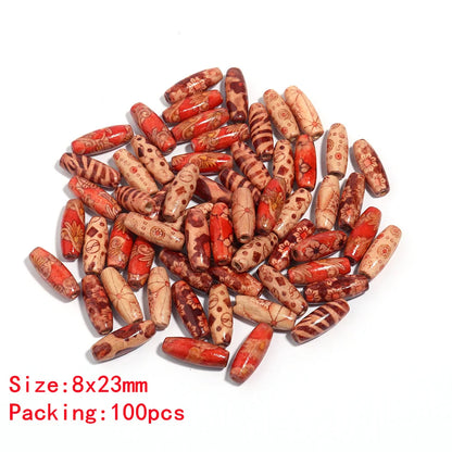 Assorted decorative beads on a white background with size and quantity information.