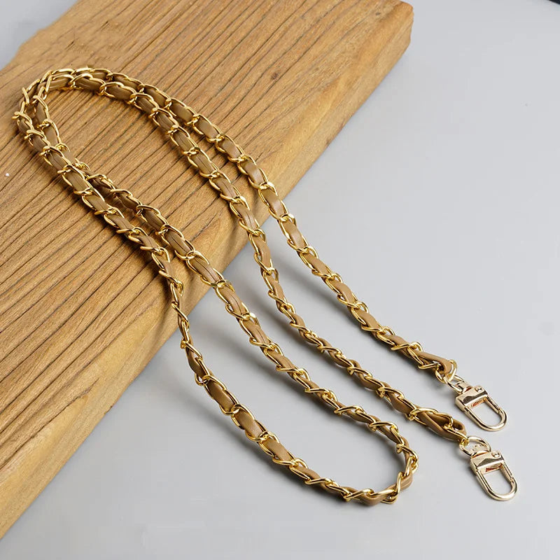 120cm Purse Chain Strap | Metal & Leather Crossbody Bag Chain | 47in Replacement Shoulder Strap for Handbags & DIY Bag Making
