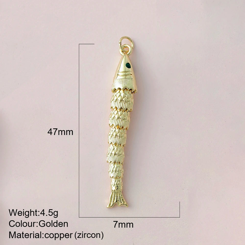 Cute Fish Charms | Gold Color Animal Pendants | Boho Charms for Earrings, Bracelets, Necklaces, Keychains & DIY Jewelry Making