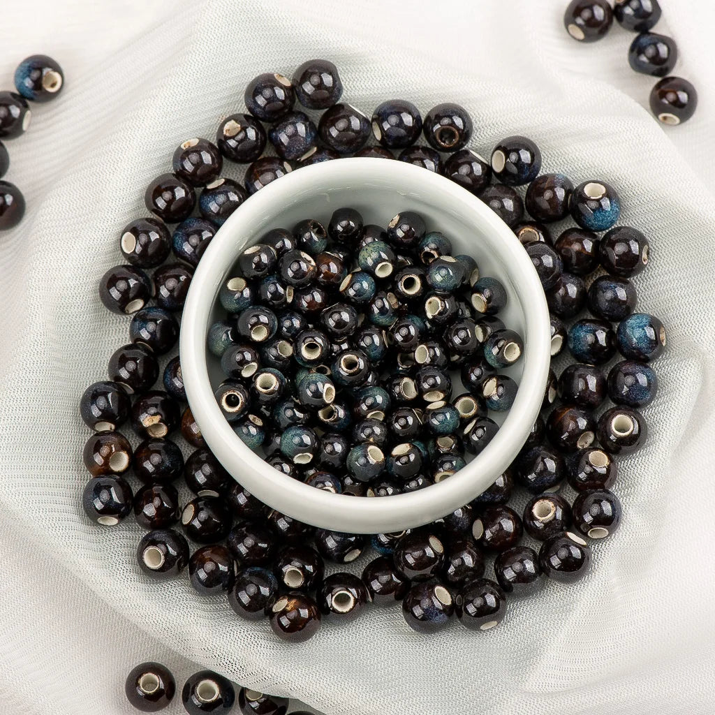 Multi-color Ceramic Beads 6mm | Speckled Porcelain Round Beads | 100pc Bracelet & Necklace Beads | DIY Jewelry Making Supplies