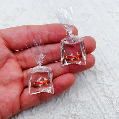 Resin Fish Charms | 10 Ocean Water Bag Pendants | DIY Jewelry Making Supplies