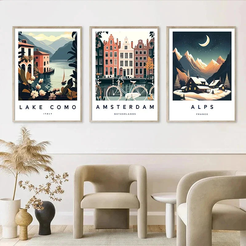 Florence Italy Europe TraveI City Landscape Poster Amalfi Rome Tuscany Sardinia Canvas Print Painting Wall Art Office Home Decor