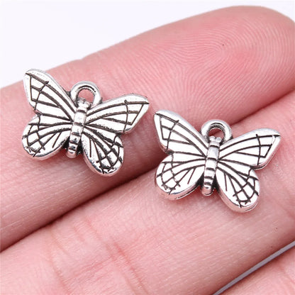 10 Antique Silver Butterfly Charms | Butterfly Pendants for DIY Jewelry Making | Bracelet, Necklace & Earring Supplies
