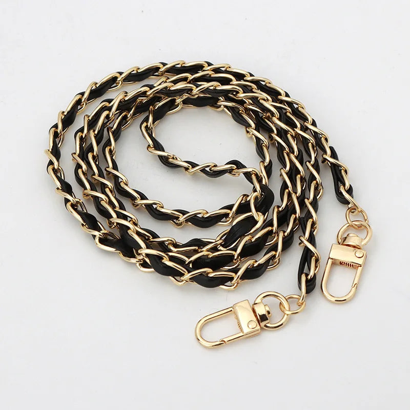 120cm Purse Chain Strap | Metal & Leather Crossbody Bag Chain | 47in Replacement Shoulder Strap for Handbags & DIY Bag Making