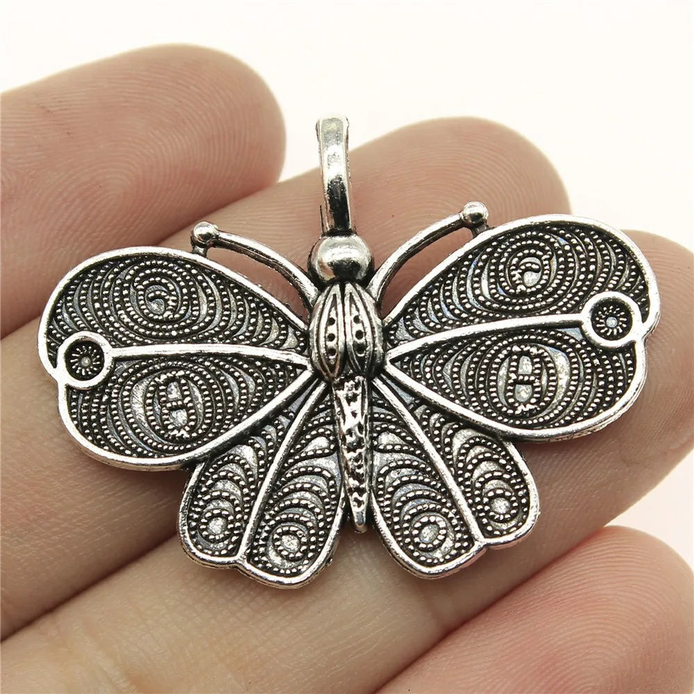 10 Antique Silver Butterfly Charms | Butterfly Pendants for DIY Jewelry Making | Bracelet, Necklace & Earring Supplies