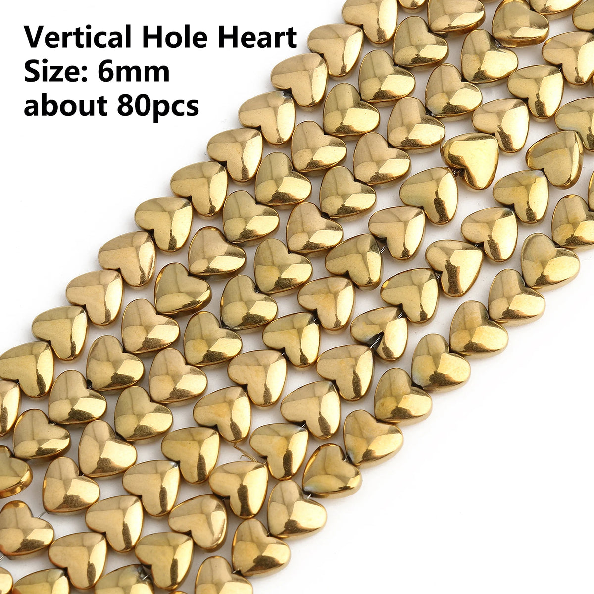 Gold Plated Hematite Beads | 4mm Heart, Cube, Rondelle & Irregular Spacer Beads | 15-Inch Jewelry-Making Strand