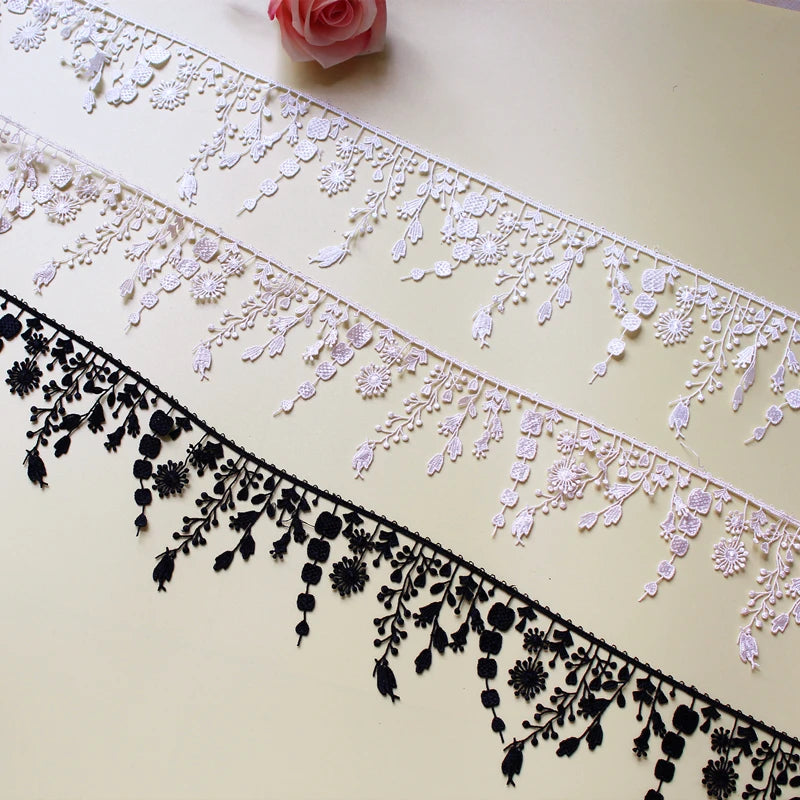 Embroidered Tassel Lace Trim | 1 Yard Decorative Fabric Ribbon | Sewing Trim for Clothing, Bags, Curtains & Crafts #SewingSupplies #LaceTrim