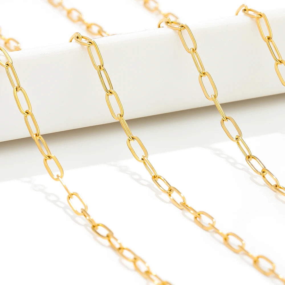 Stainless Steel Flat Link Chain | 2 Meter (6.5 feet) Bulk Jewelry Chain | DIY Necklace & Bracelet Making Supplies | Chain by the Roll