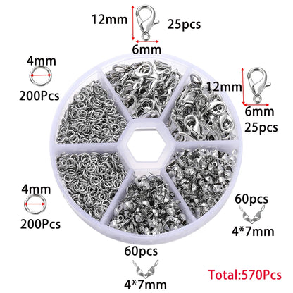 Jewelry Making Kit | Lobster Clasps, Jump Rings & Crimps Set | DIY Bracelet & Necklace Findings (210–400pcs)