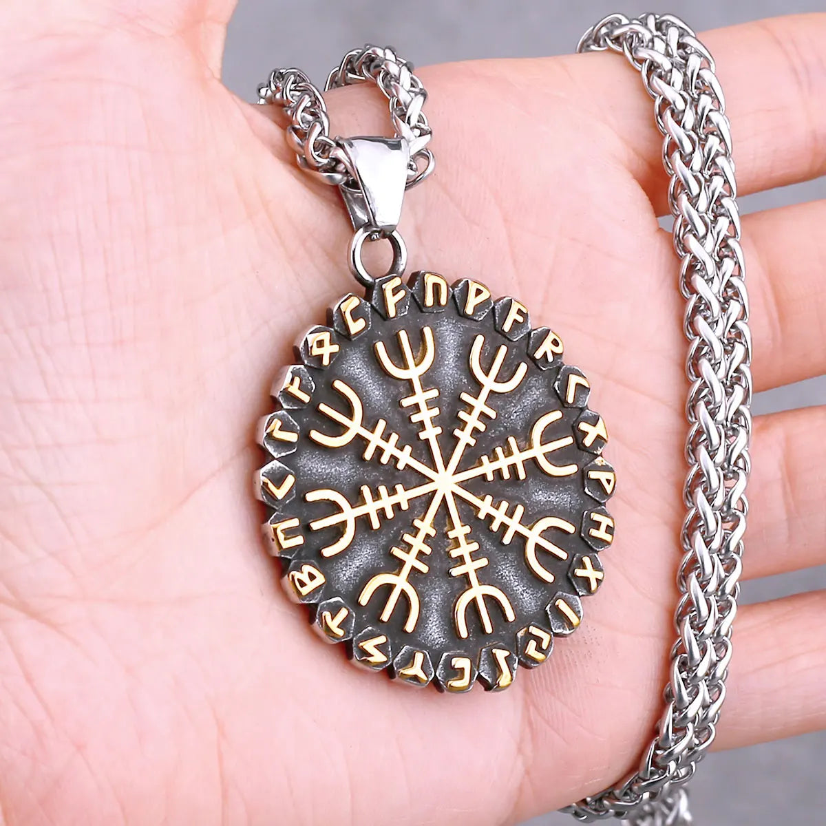 Vikings Odin Rune Necklace Various Men's Nordic Vegvisir Valknut Amulet Pendant Stainless Steel Punk Fashion Jewelry Wholesale
