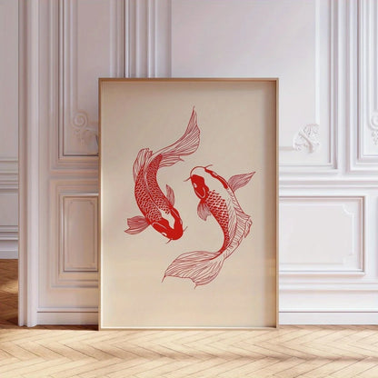 Japanese Red Koi Fish Canvas Prints Poster Modern Minimalism Aesthetic Art Prints Bedroom Kitchen Home Decor Art Poster Gifts