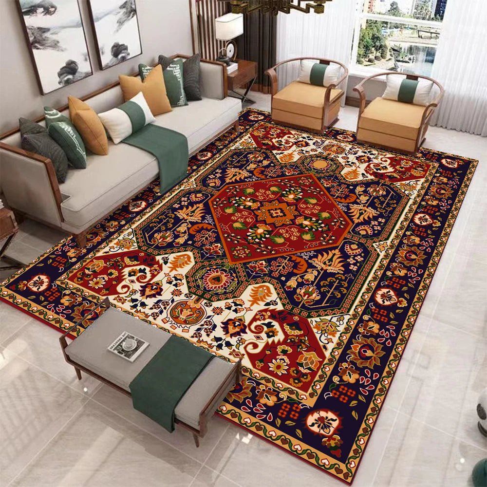 Vintage Boho Area Rug | Soft Washable Non-Slip Living Room & Bedroom Carpet