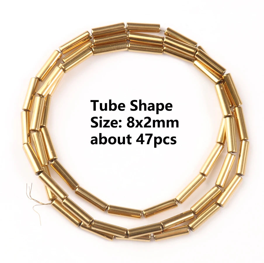 Gold Plated Hematite Beads | 4mm Heart, Cube, Rondelle & Irregular Spacer Beads | 15-Inch Jewelry-Making Strand