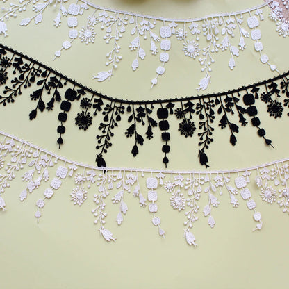 Embroidered Tassel Lace Trim | 1 Yard Decorative Fabric Ribbon | Sewing Trim for Clothing, Bags, Curtains & Crafts #SewingSupplies #LaceTrim
