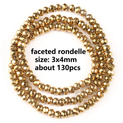 Gold Plated Hematite Beads | 4mm Heart, Cube, Rondelle & Irregular Spacer Beads | 15-Inch Jewelry-Making Strand