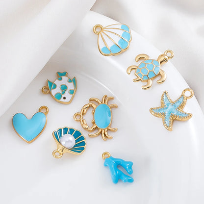 Ocean Charms | 10 White Enamel Sea Life Pendants | Shell, Coral, Fish & Heart DIY Jewelry Supplies