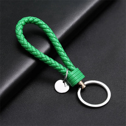 Braided PU Leather Keychain | Woven Rope Keyring with Metal Clasp | DIY Bag Charm, Key Holder & Craft Accessory