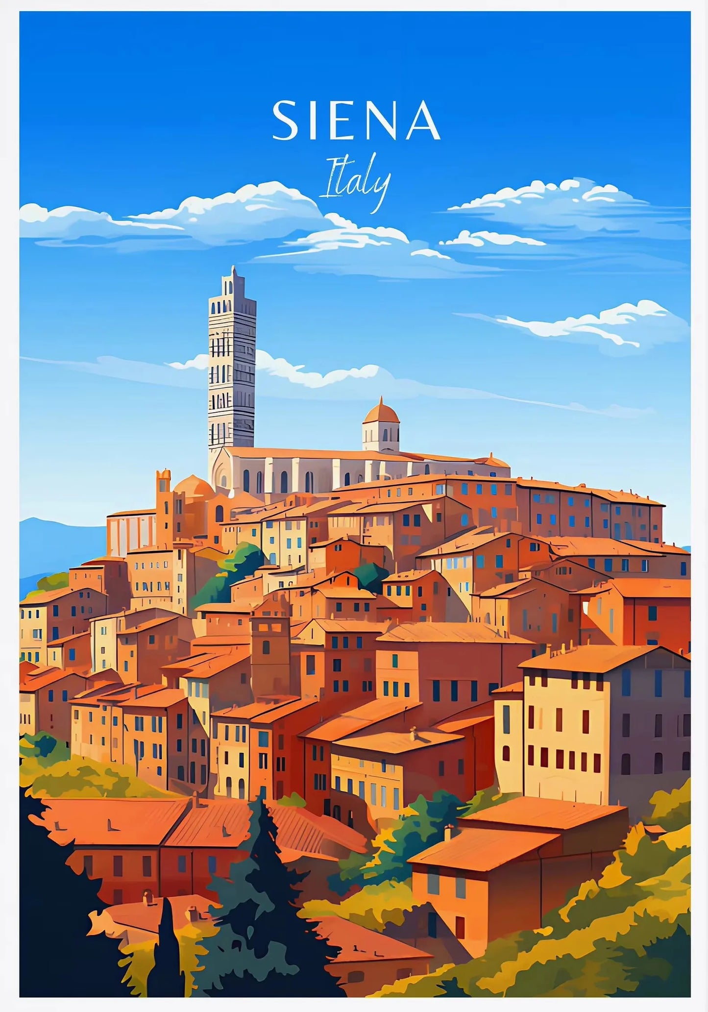 Italy City Travel Poster Paris Rome Milan Tuscany Venice Sardinia Canvas Painting Wall Art Picture for Living Room Home Decor