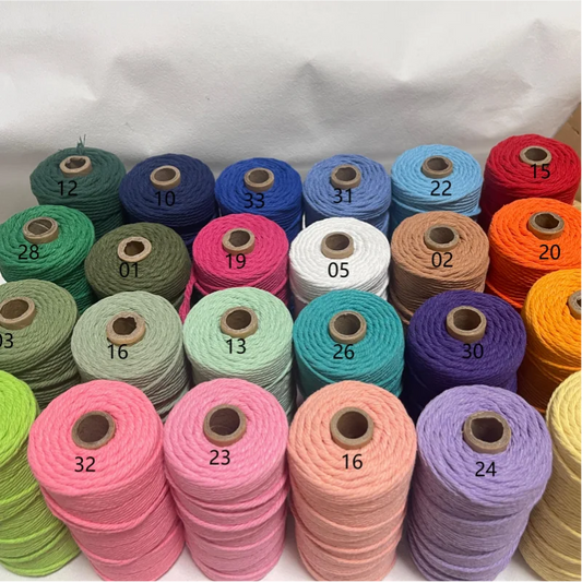 3mm Cotton Macrame Cord | 100m Natural Twisted Rope | Macrame Yarn for Wall Hangings, Plant Hangers & DIY Fiber Crafts