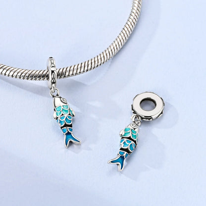 Fish Charm | Sterling Silver Ocean Charm | Fits European Style Bracelets & Necklaces | DIY Jewelry Supply