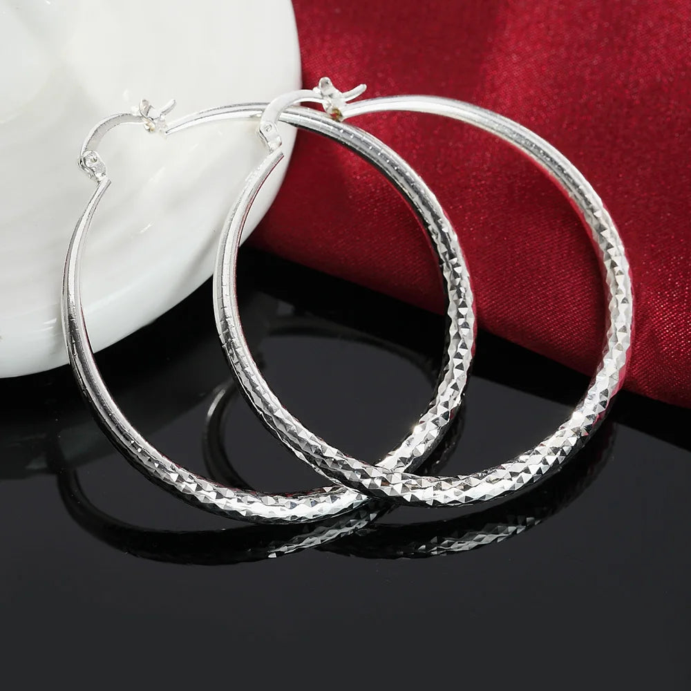 5cm Hoop Earrings | 925 Sterling Silver Circle Hoops | Classic Lightweight Earrings for Women, Wedding & Everyday Jewelry