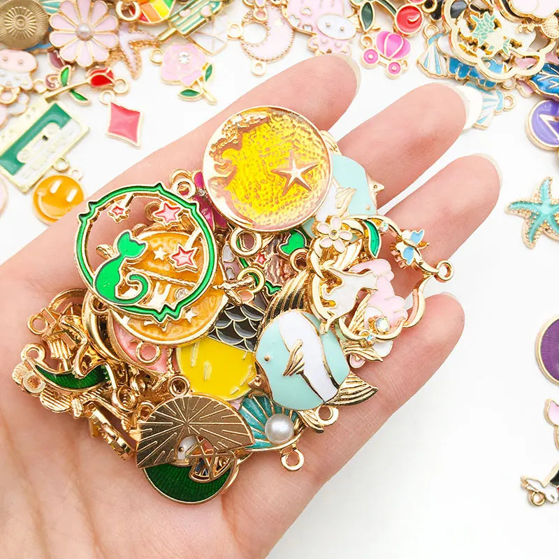 Gold Enamel Jewelry Charms Mix | 20, 30 & 50 Piece DIY Charm Set | Assorted Pendant Charms for Bracelets, Necklaces, Earrings & Crafts
