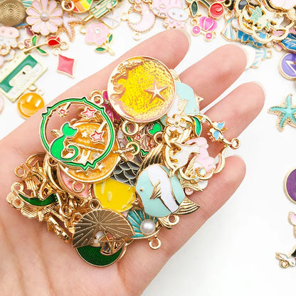 Gold Enamel Jewelry Charms Mix | 20, 30 & 50 Piece DIY Charm Set | Assorted Pendant Charms for Bracelets, Necklaces, Earrings & Crafts