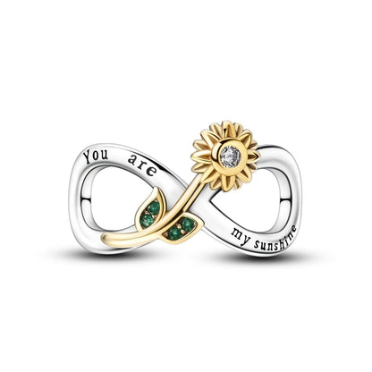 Infinite love charm with sunflower design on a white background