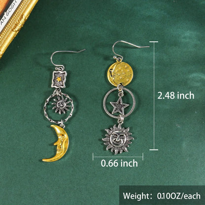 Sun & Moon Face Charms | Celestial Earring Pendants | Asymmetric Jewelry Making Components | Mythology Inspired DIY Supply
