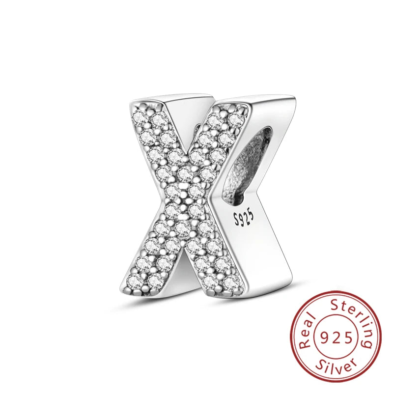 925 Sterling Silver A–Z Alphabet Charms | Initial Letter Beads for Charm Bracelets | DIY Jewelry Gift for Women