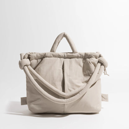 Vintage Puffer Tote Bag – Large Capacity Nylon Shoulder & Crossbody Handbag