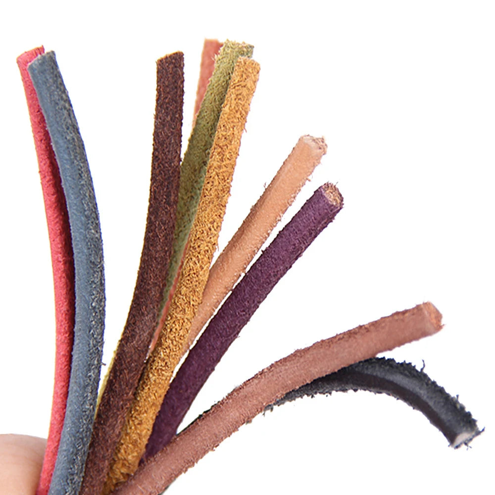 Genuine Cowhide Leather Cord 3mm Round | 2 Meters (78.7 Inches) | Colorful DIY Bracelet & Necklace Making