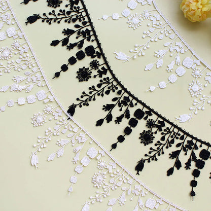 Embroidered Tassel Lace Trim | 1 Yard Decorative Fabric Ribbon | Sewing Trim for Clothing, Bags, Curtains & Crafts #SewingSupplies #LaceTrim