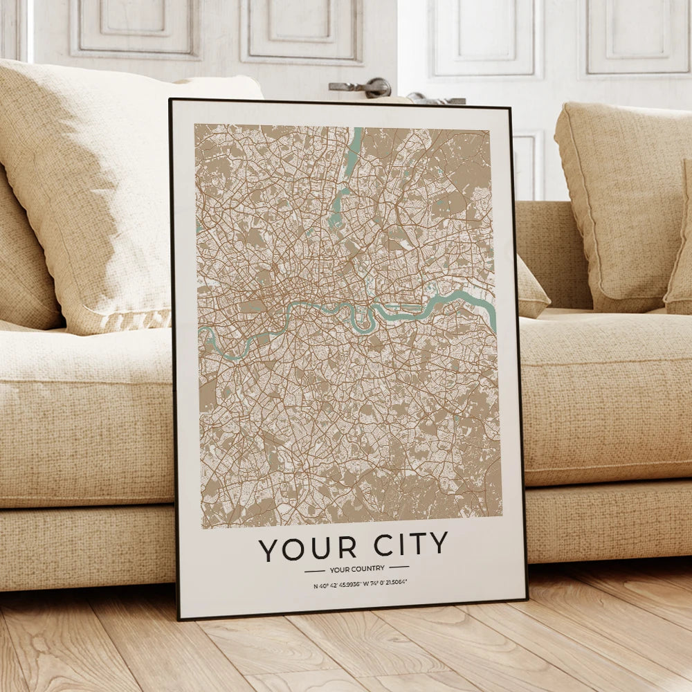 Custom Personalized City And County Map World Cover Gift Wall Art Printing Picture Living Room Bedroom Home Decoration