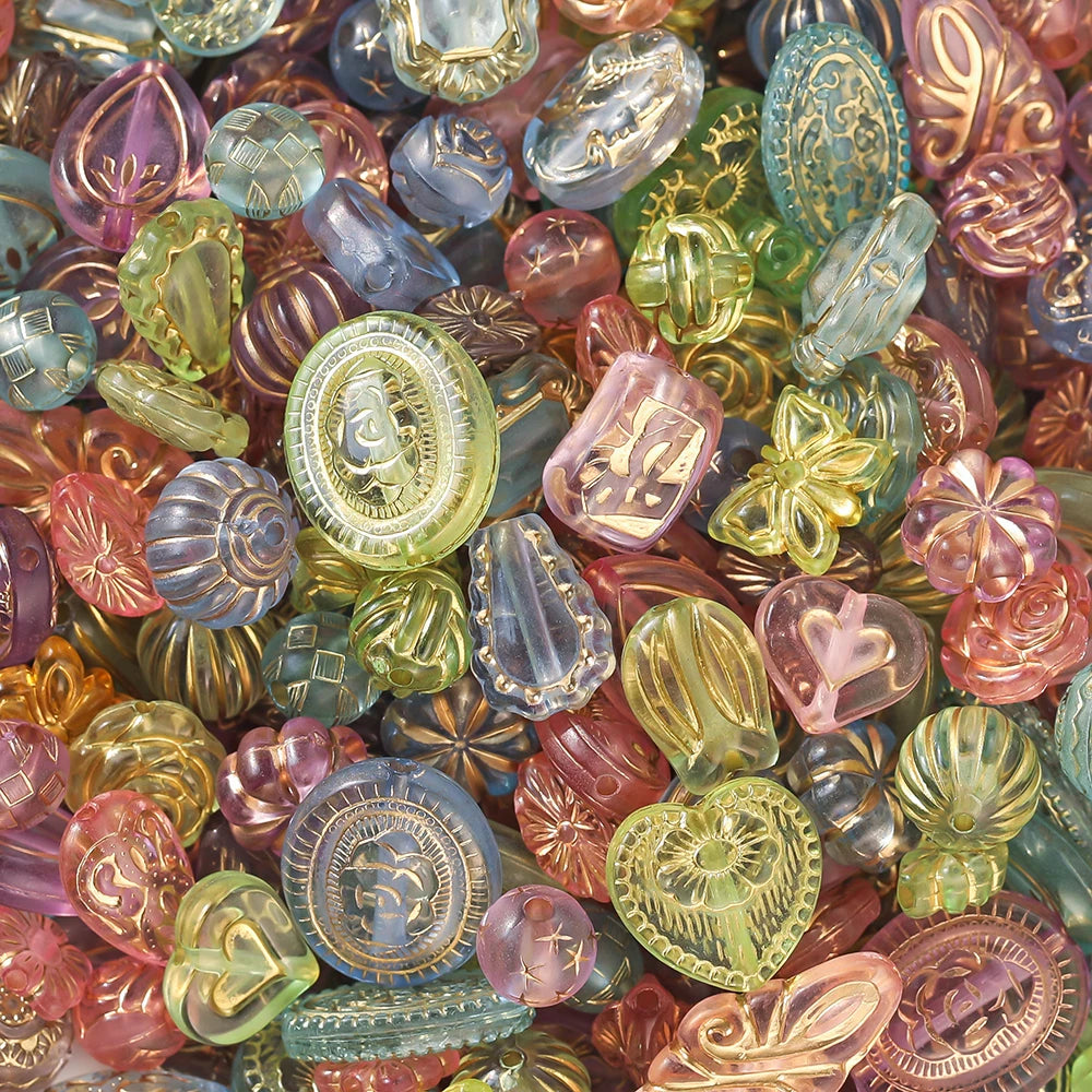 Assorted colorful glass beads with intricate designs.