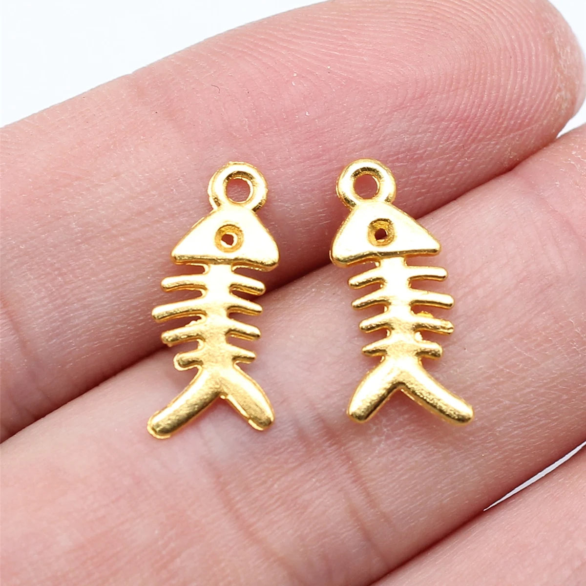 Fish Bone Charms | 40-Piece Mixed Color Metal Pendants | DIY Jewelry Making Supplies for Bracelets, Necklaces & Earrings