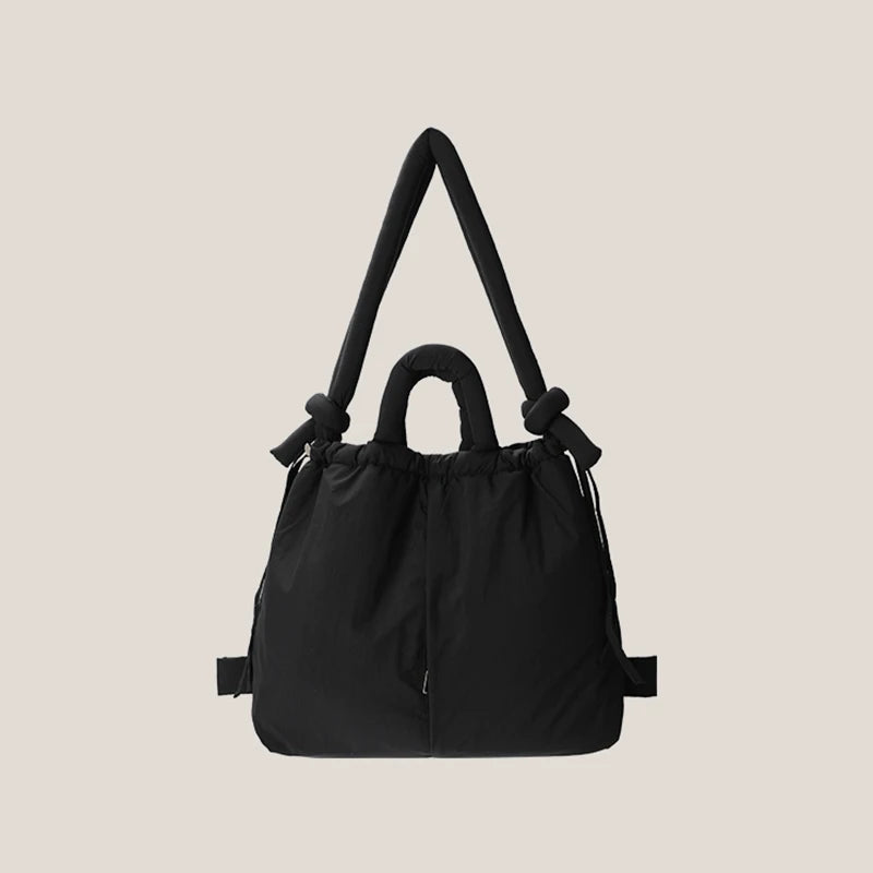 Vintage Puffer Tote Bag – Large Capacity Nylon Shoulder & Crossbody Handbag