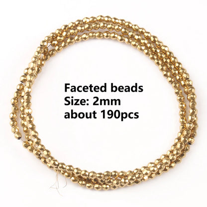 Gold Plated Hematite Beads | 4mm Heart, Cube, Rondelle & Irregular Spacer Beads | 15-Inch Jewelry-Making Strand