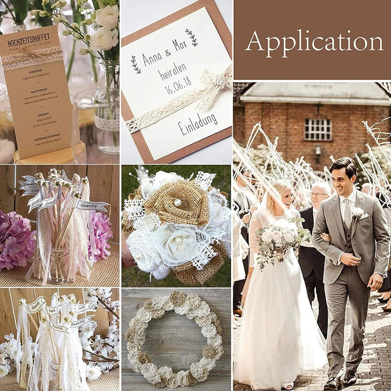 Collage of wedding-themed items and a couple walking together.