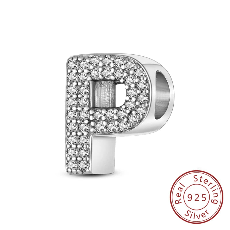 925 Sterling Silver A–Z Alphabet Charms | Initial Letter Beads for Charm Bracelets | DIY Jewelry Gift for Women