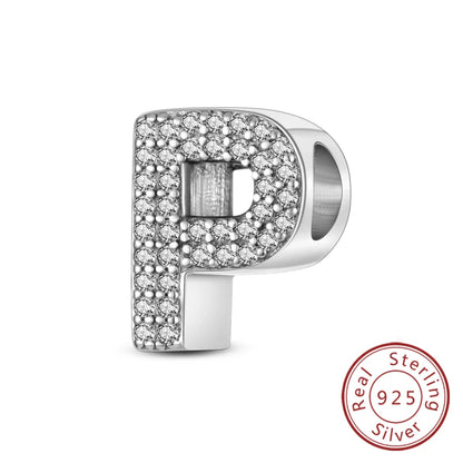 925 Sterling Silver A–Z Alphabet Charms | Initial Letter Beads for Charm Bracelets | DIY Jewelry Gift for Women