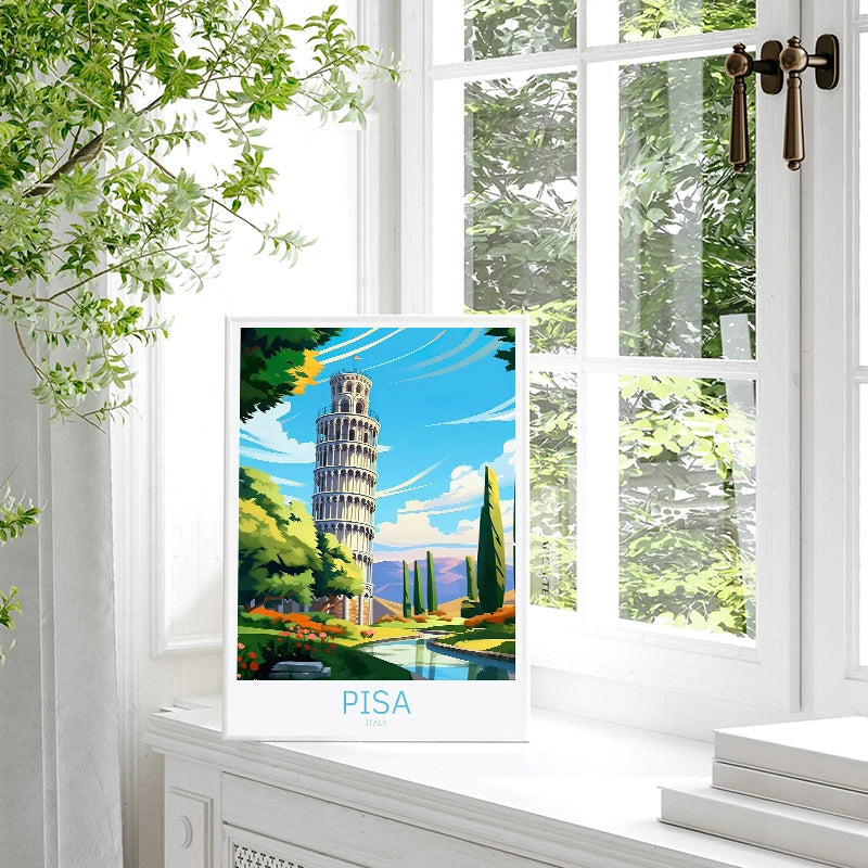 Italy City Travel Poster Paris Rome Milan Tuscany Venice Sardinia Canvas Painting Wall Art Picture for Living Room Home Decor
