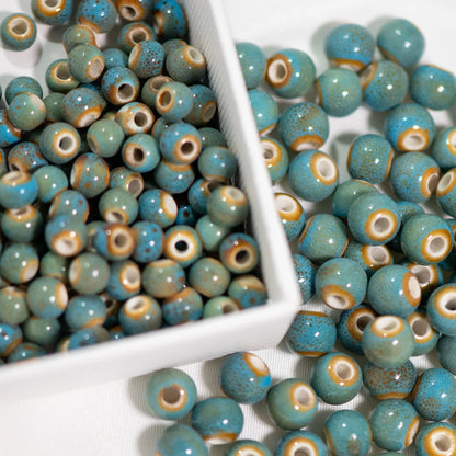 Multi-color Ceramic Beads 6mm | Speckled Porcelain Round Beads | 100pc Bracelet & Necklace Beads | DIY Jewelry Making Supplies