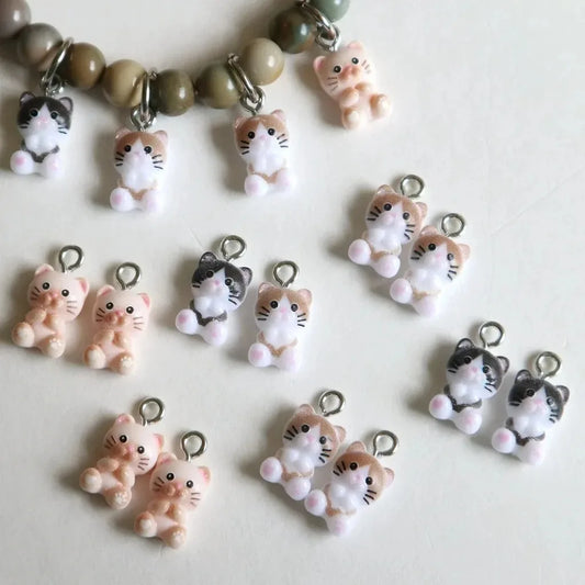 20 Mini Resin Cat Charms | Cute Kitten Pendants for DIY Jewelry Making | Kawaii Craft Supplies for Bracelets, Earrings & Keychains