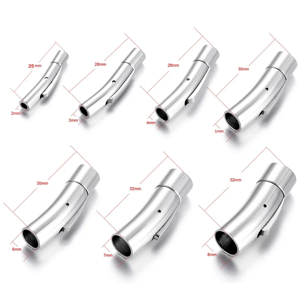 Stainless Steel Bayonet Clasp 2–8mm | Push-Lock Cylinder Closure for Leather Cord, Bracelets & DIY Jewelry Making