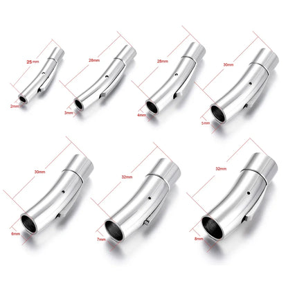 Stainless Steel Bayonet Clasp 2–8mm | Push-Lock Cylinder Closure for Leather Cord, Bracelets & DIY Jewelry Making