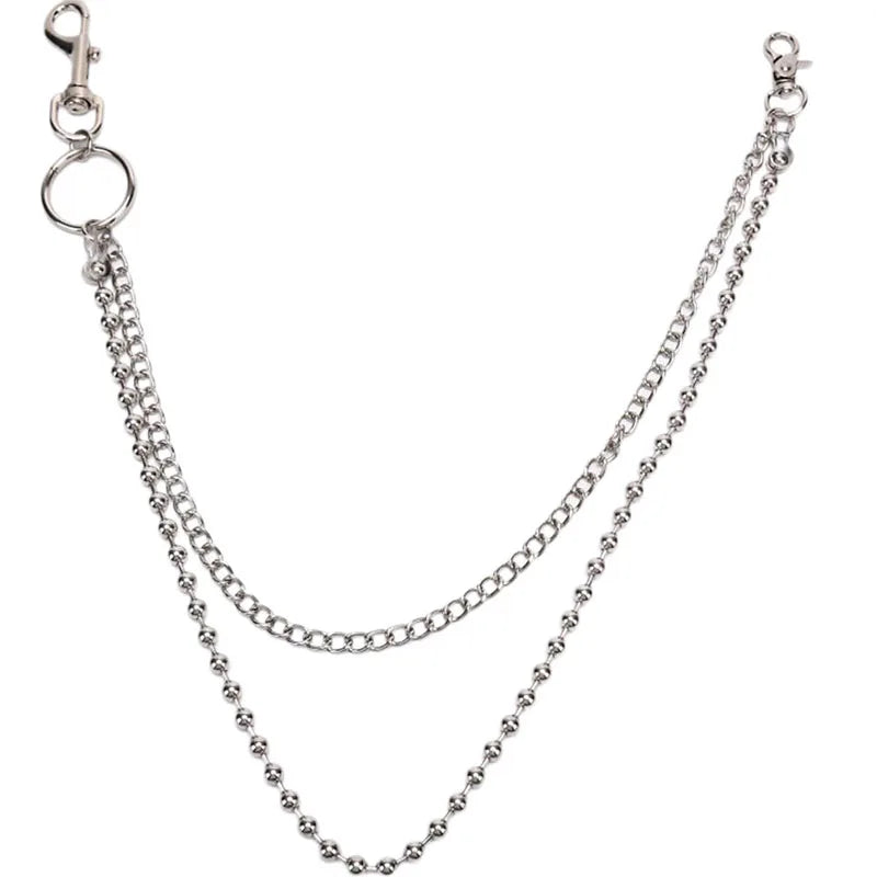 Layered Pants Chain with Large Ring | Zinc Alloy Wallet Chain for Jeans | Punk Rock Waist Accessory